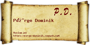 Pörge Dominik névjegykártya